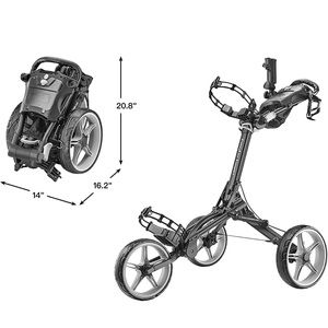 Caddytek CaddyLite Compact Semi-Auto Folding and Unfolding Golf Push Cart, Black